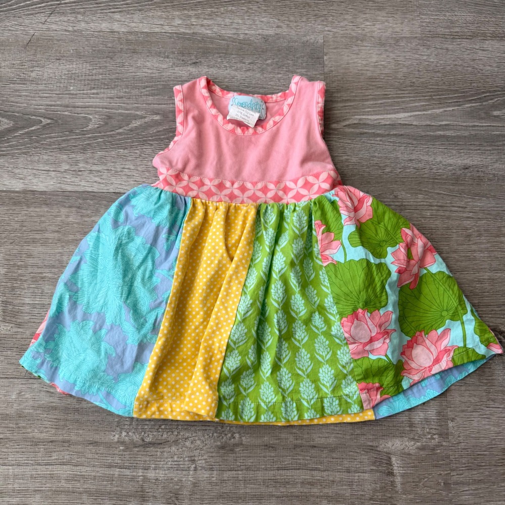 Serendipity by Shrimp and Grits Kids Patchwork Floral Dress Pink XXS 12-18M